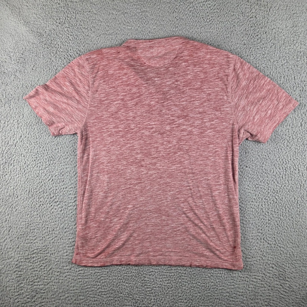 Faherty Henley Tee Shirt Mens Large Red Heather Short Sleeve Cotton Blend - Picture 8 of 8